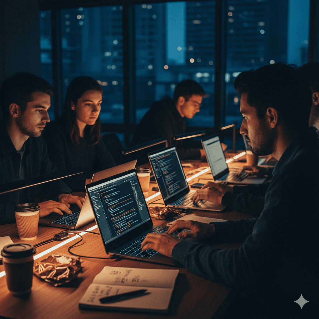 Team collaborating at a hackathon
